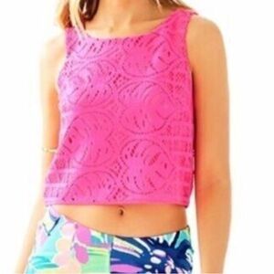 Lilly Pulitzer Vibrant Pink Lace Crop Top